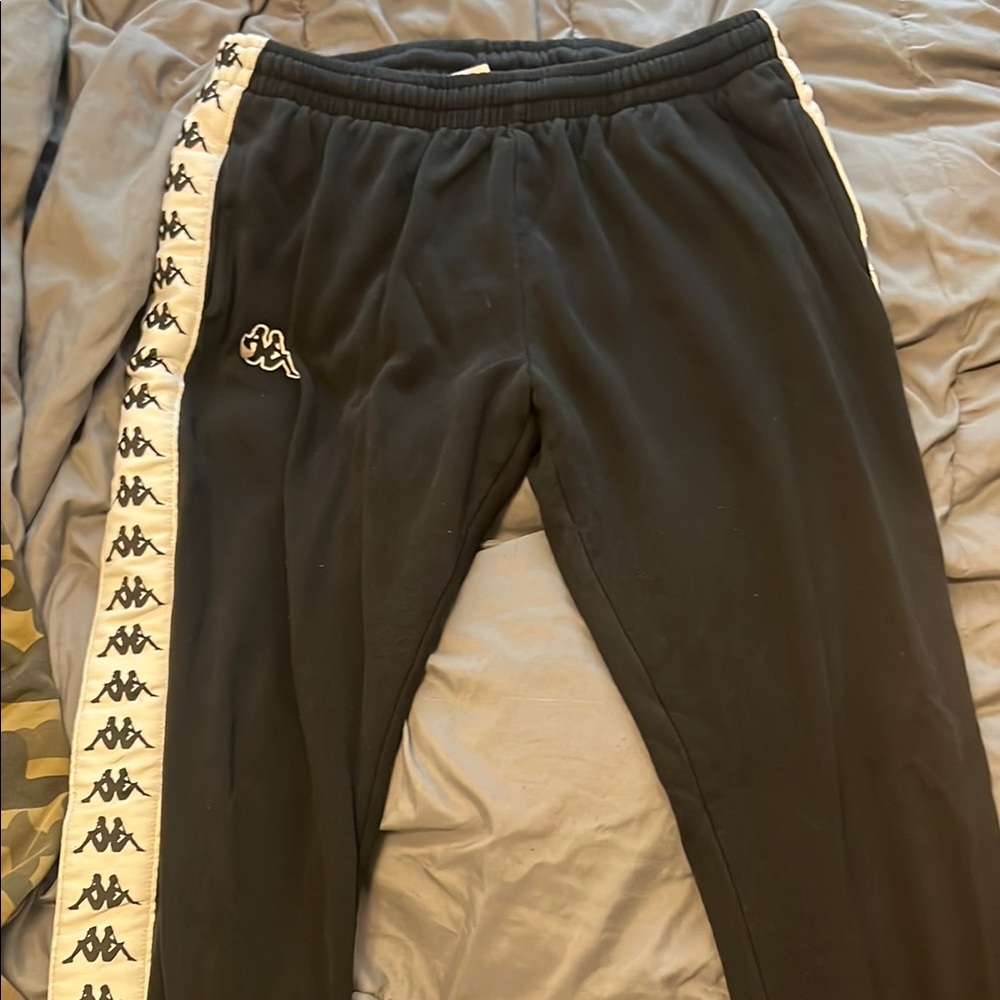 Kappa Black Sweats with Logo Side Stripe